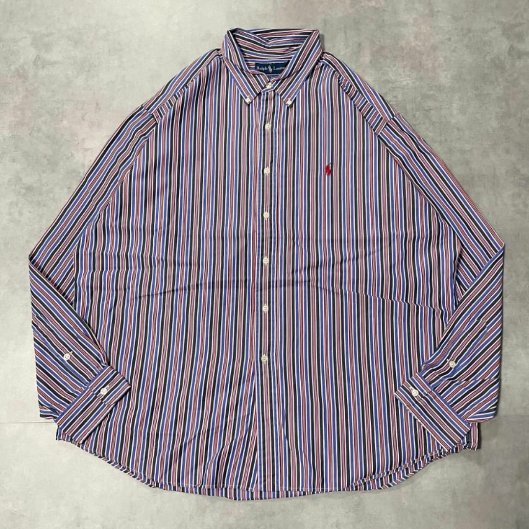 Ralph Lauren - ラルフローレン ストライプ シャツ 古着 90s 2XL Ralph Lauren - ラルフローレン ストライプ シャツ 古着 90s 2XL
