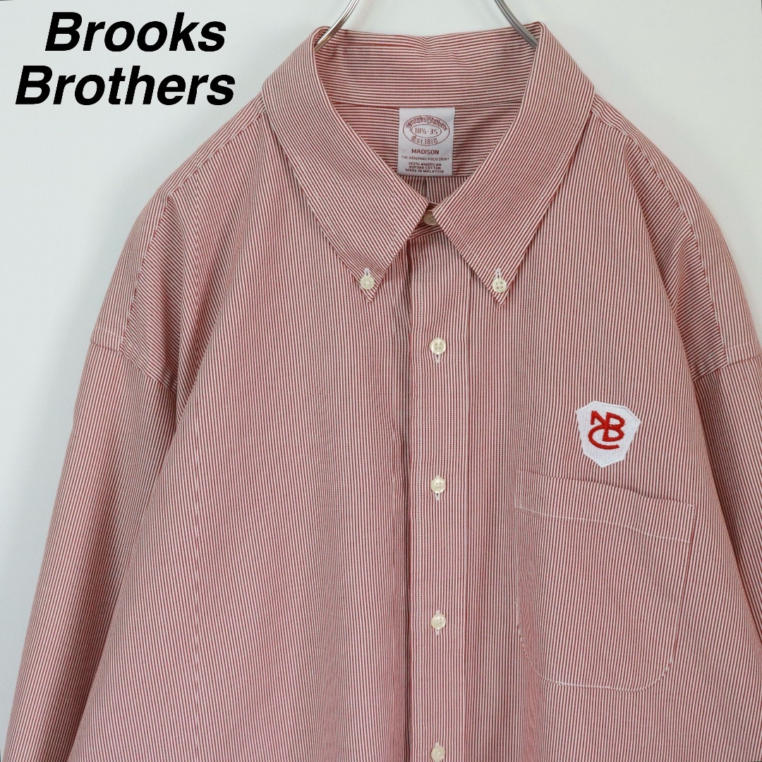 Brooks Brothers(ブルックスブラザーズ)の【ヘアラインストライプ柄】ブルックスブラザーズ BDシャツ 刺繍ロゴ 3XL相当 メンズのトップス(シャツ)の商品写真