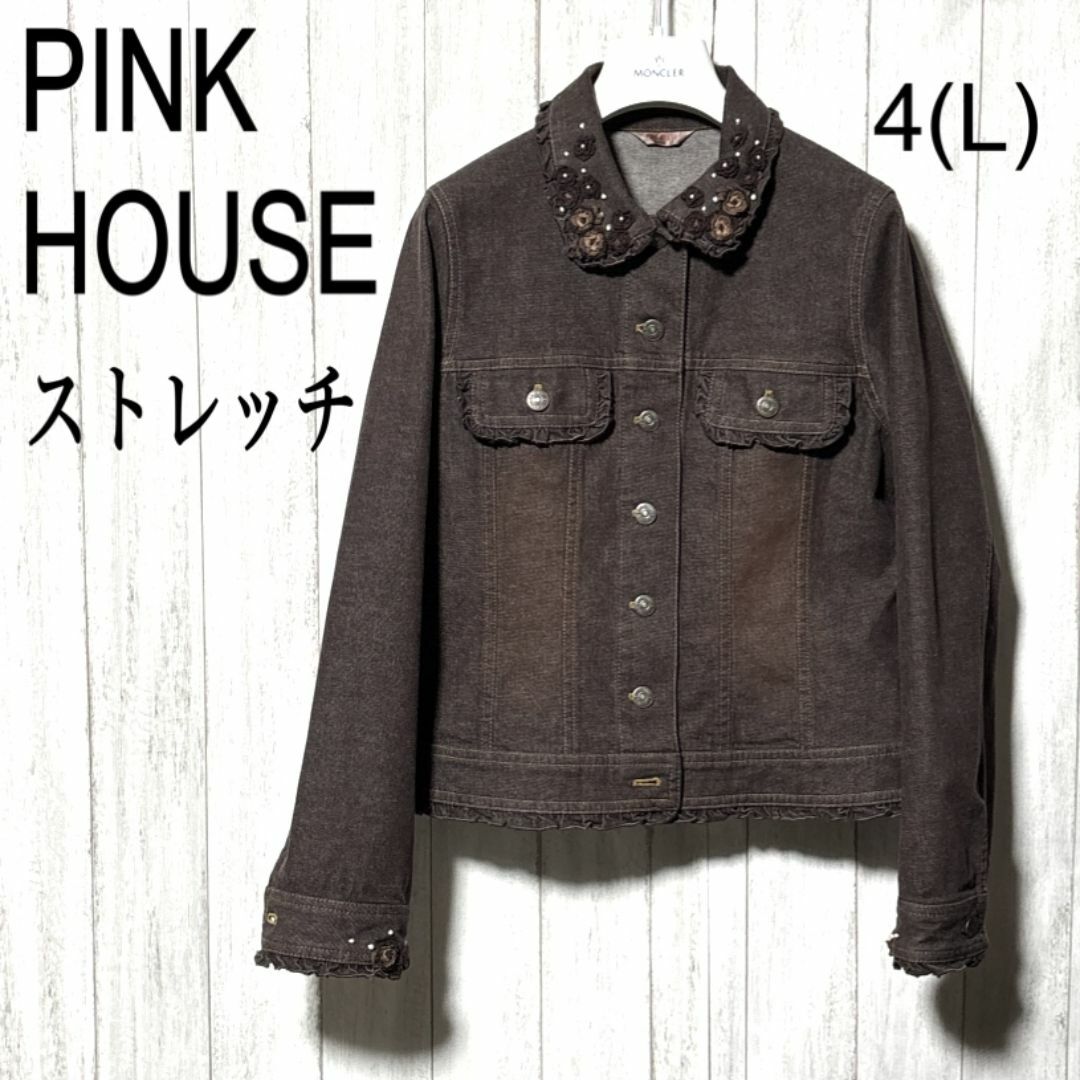 PINK HOUSE - ピンクハウス デニムジャケット PINK HOUSE 花モチーフ ストレッチ