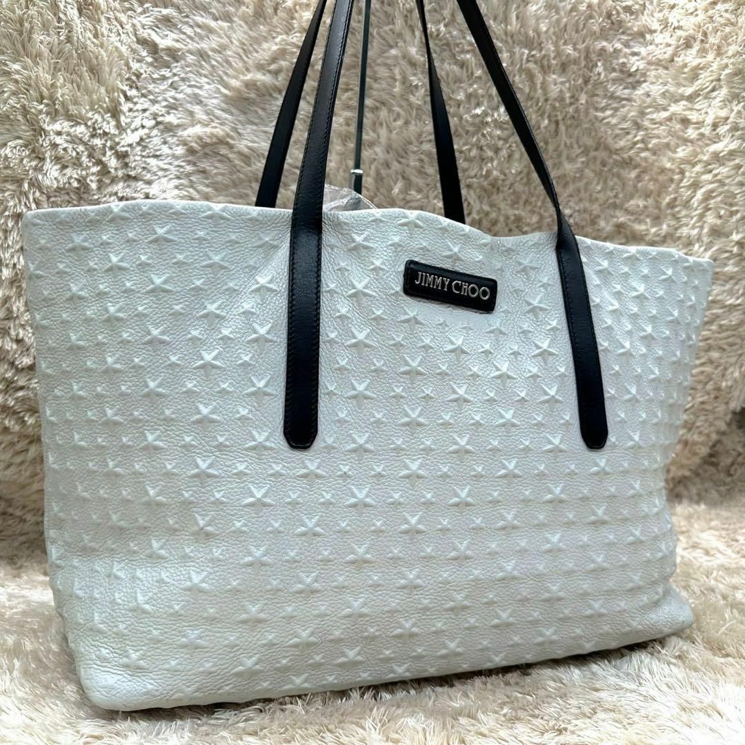 JIMMY CHOO - 【美品】ジミーチュウ トートバッグ ホワイト JIMMY CHOO - 【美品】ジミーチュウ トートバッグ ホワイト