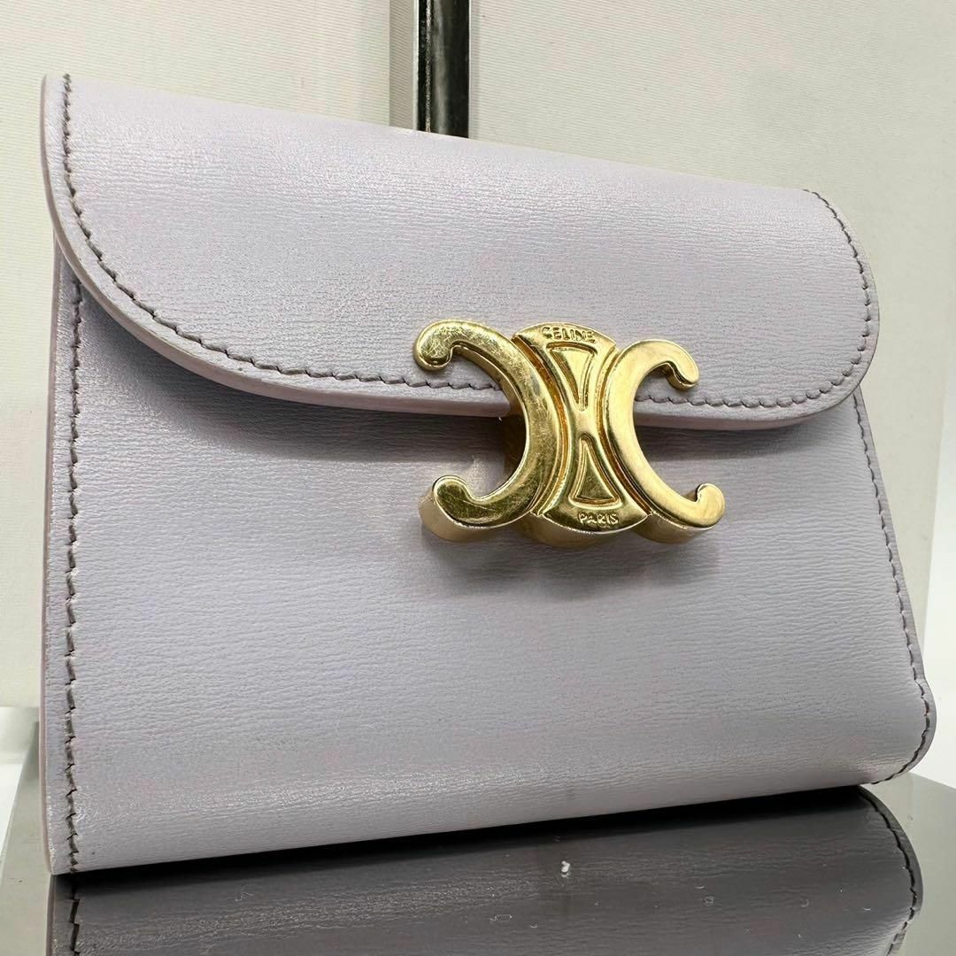 CELINE - 【美品】セリーヌ 三つ折財布 パープル トリオンフ CELINE - 【美品】セリーヌ 三つ折財布 パープル トリオンフ
