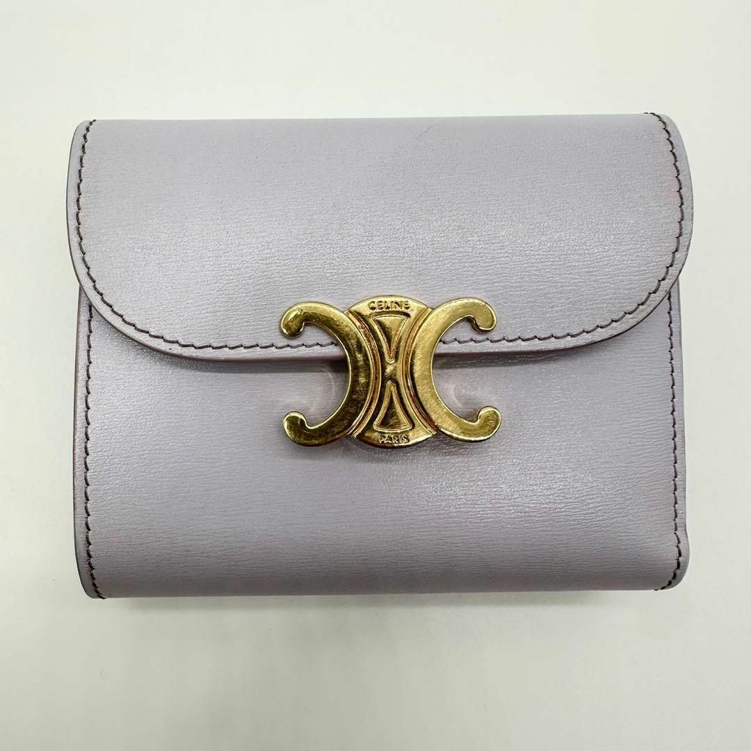 CELINE - 【美品】セリーヌ 三つ折財布 パープル トリオンフ CELINE - 【美品】セリーヌ 三つ折財布 パープル トリオンフ