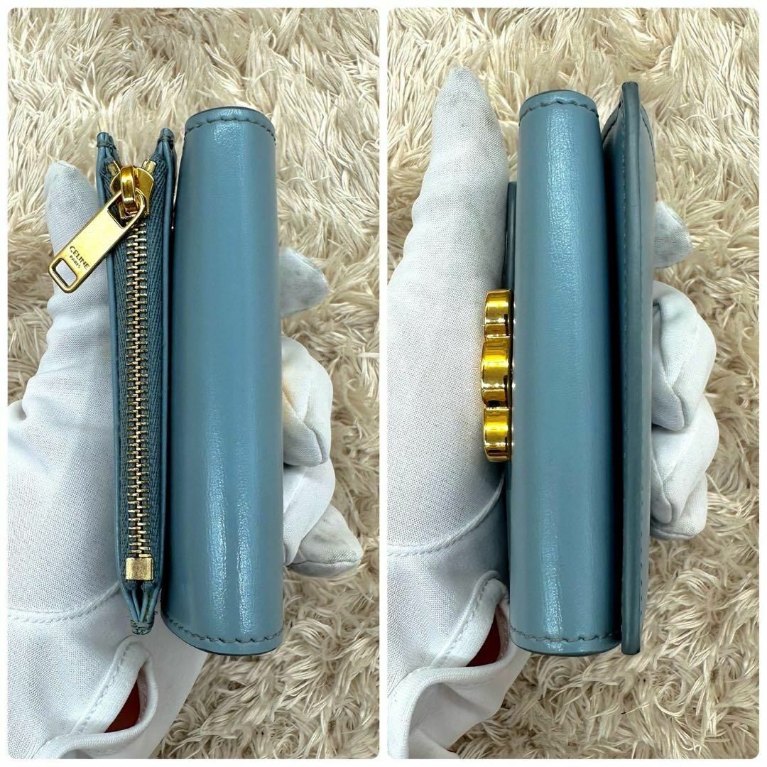 CELINE - 【美品】セリーヌ 三つ折財布 ライトブルー トリオンフ CELINE - 【美品】セリーヌ 三つ折財布 ライトブルー トリオンフ