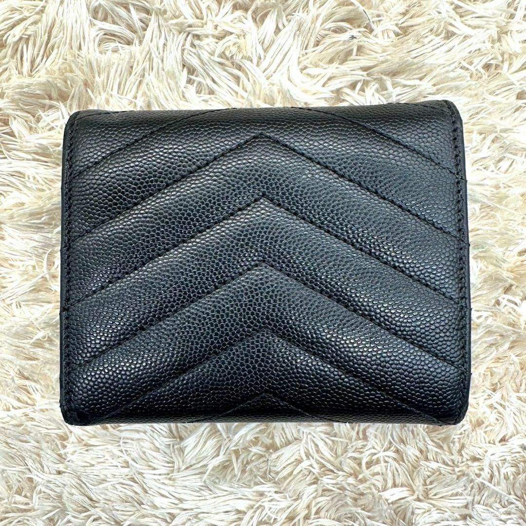 SAINT LAURENT - 【美品】サンローラン 三つ折財布 ブラック V SAINT LAURENT - 【美品】サンローラン 三つ折財布 ブラック V