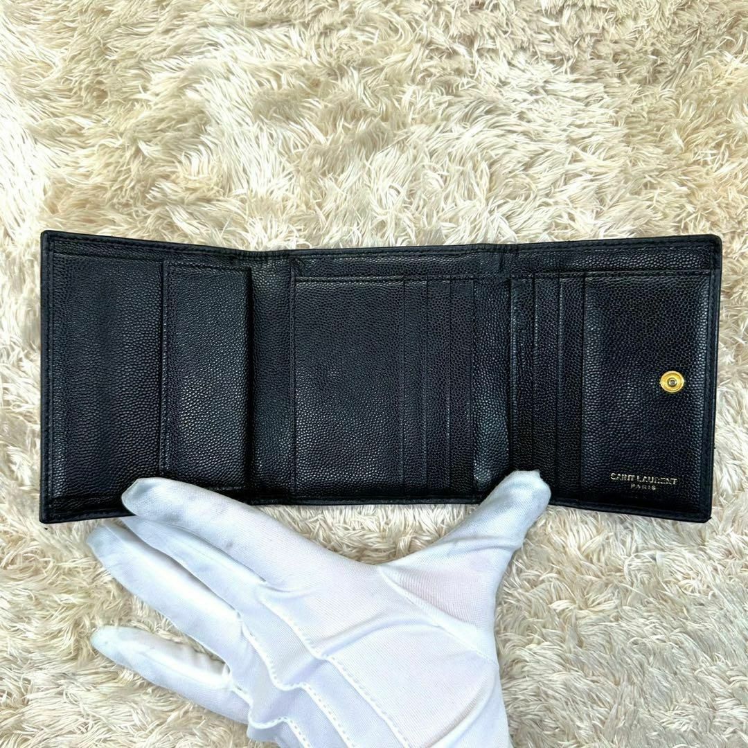 SAINT LAURENT - 【美品】サンローラン 三つ折財布 ブラック V SAINT LAURENT - 【美品】サンローラン 三つ折財布 ブラック V
