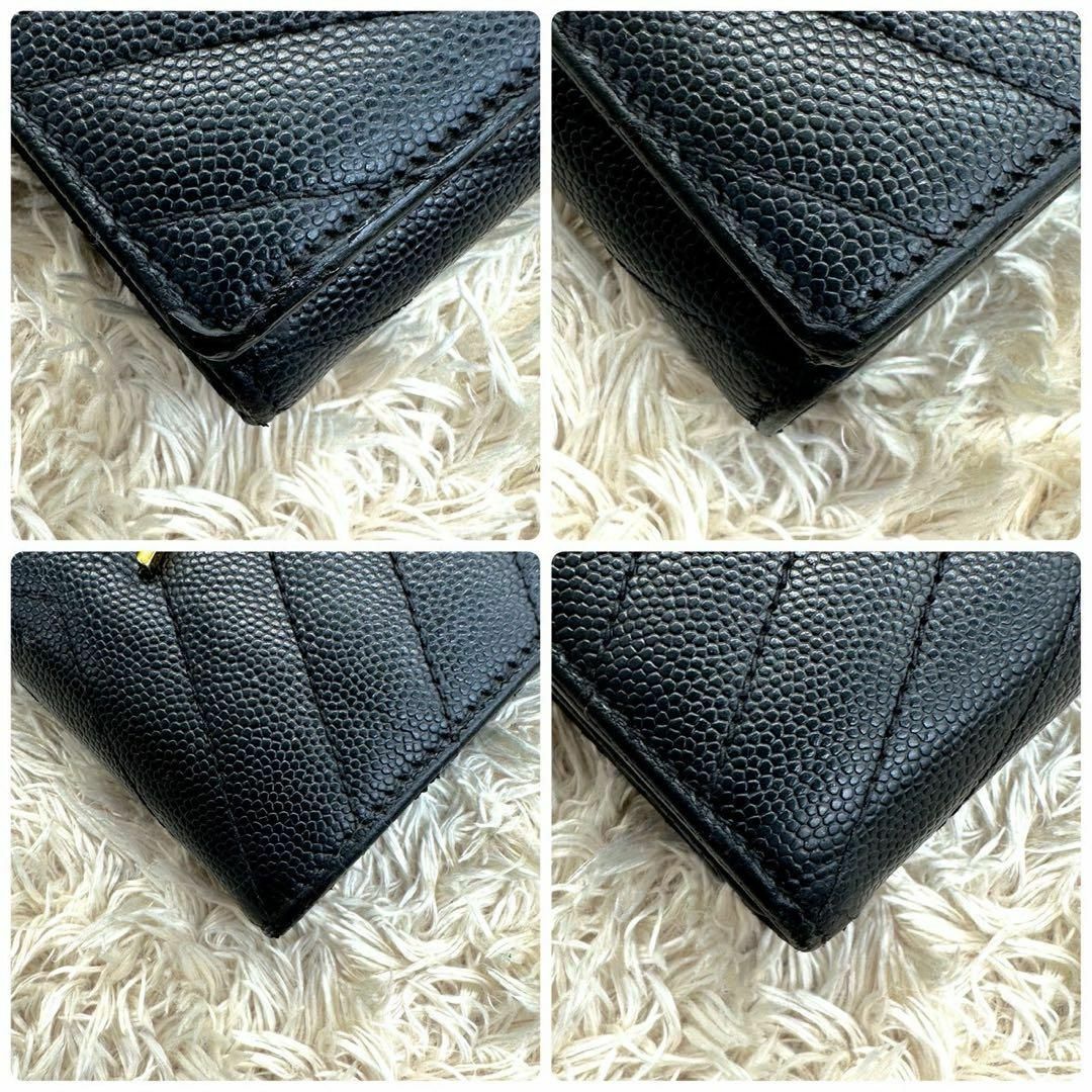 SAINT LAURENT - 【美品】サンローラン 三つ折財布 ブラック V SAINT LAURENT - 【美品】サンローラン 三つ折財布 ブラック V