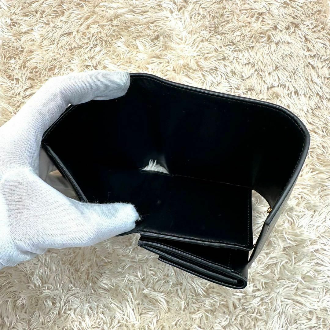 CELINE - 【美品】セリーヌ 三つ折財布 ブラック レザー トリ CELINE - 【美品】セリーヌ 三つ折財布 ブラック レザー トリ