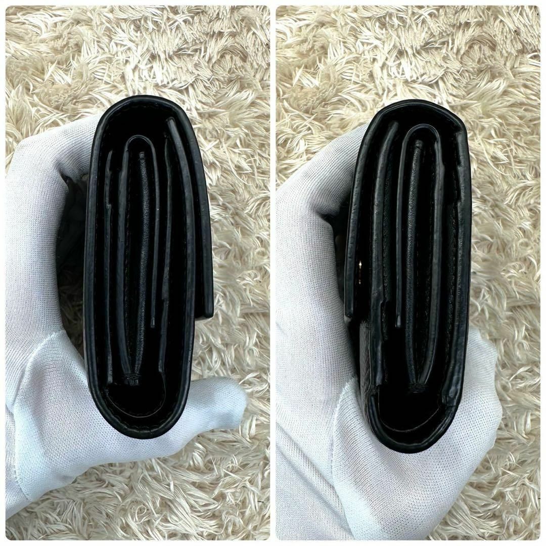 CELINE - 【美品】セリーヌ 三つ折財布 ブラック レザー トリ CELINE - 【美品】セリーヌ 三つ折財布 ブラック レザー トリ