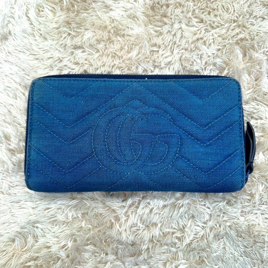 GUCCI - 【美品】グッチ 長財布 ラウンドファスナー デニム GUCCI - 【美品】グッチ 長財布 ラウンドファスナー デニム