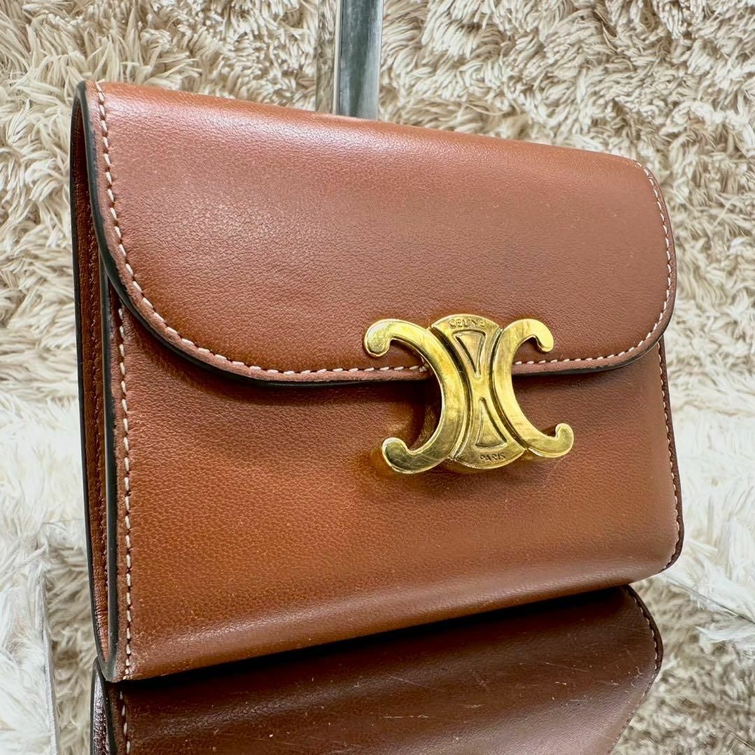CELINE - 【美品】セリーヌ 三つ折財布 ブラウン マカダム CELINE - 【美品】セリーヌ 三つ折財布 ブラウン マカダム