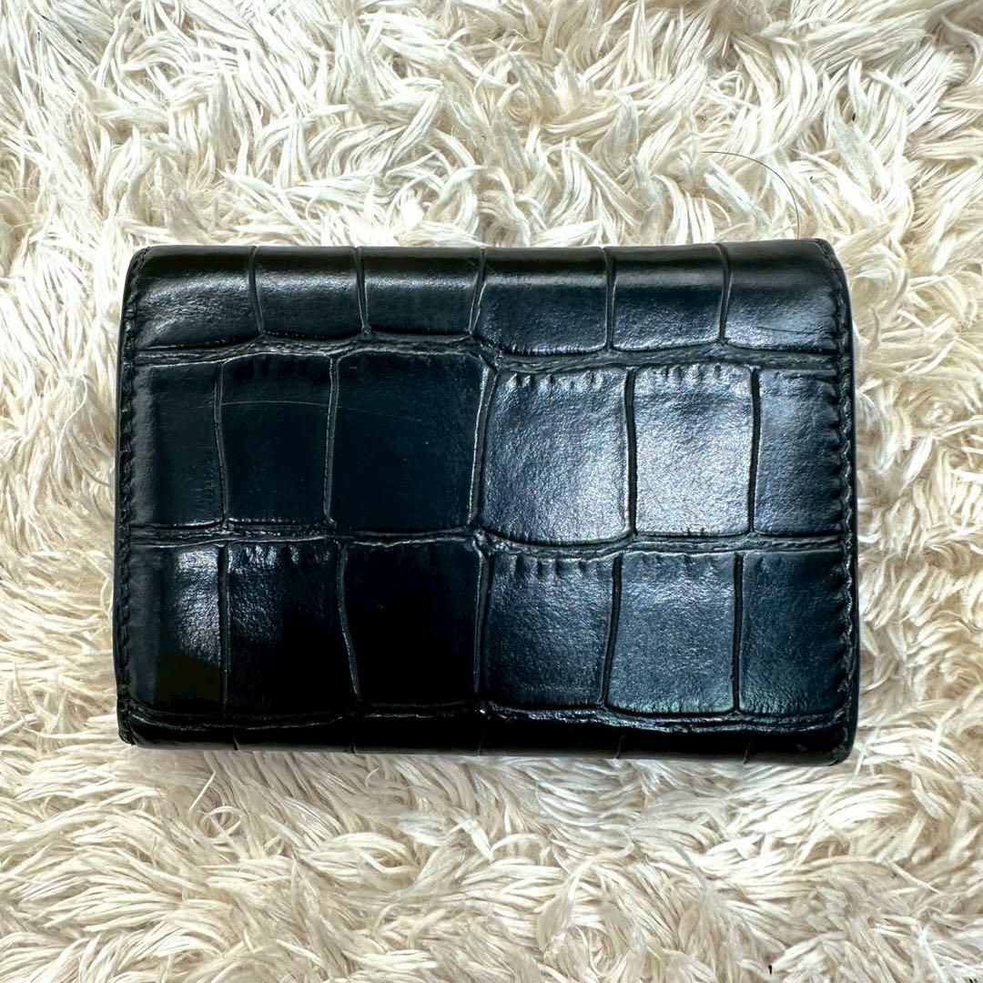BALENCIAGA - 【美品】バレンシアガ 三つ折財布 ブラック クロコ BALENCIAGA - 【美品】バレンシアガ 三つ折財布 ブラック クロコ