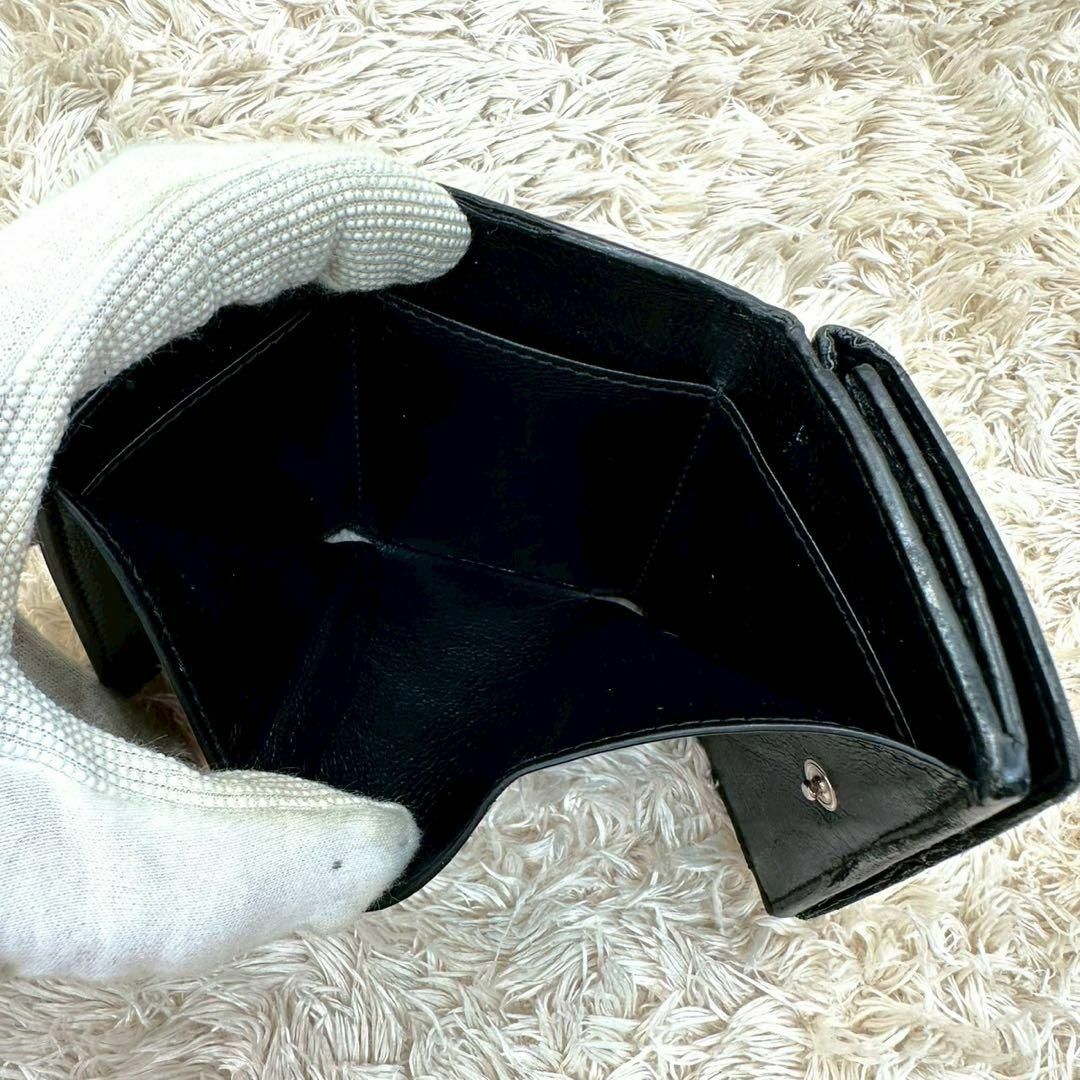 BALENCIAGA - 【美品】バレンシアガ 三つ折財布 ブラック クロコ BALENCIAGA - 【美品】バレンシアガ 三つ折財布 ブラック クロコ