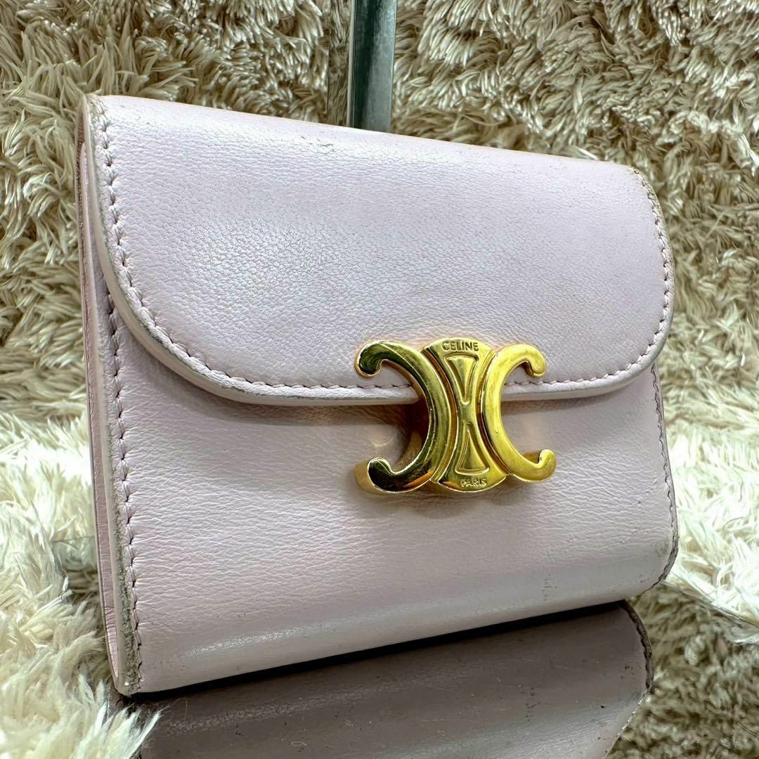 CELINE - 【美品】セリーヌ 三つ折財布 ピンク マカダム CELINE - 【美品】セリーヌ 三つ折財布 ピンク マカダム