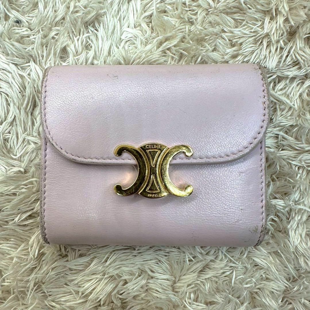 CELINE - 【美品】セリーヌ 三つ折財布 ピンク マカダム CELINE - 【美品】セリーヌ 三つ折財布 ピンク マカダム