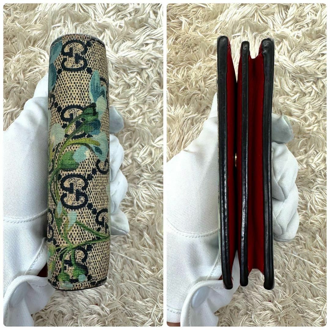 GUCCI - 【美品】グッチ 二つ折り財布 ベージュ ライトブルー GUCCI - 【美品】グッチ 二つ折り財布 ベージュ ライトブルー