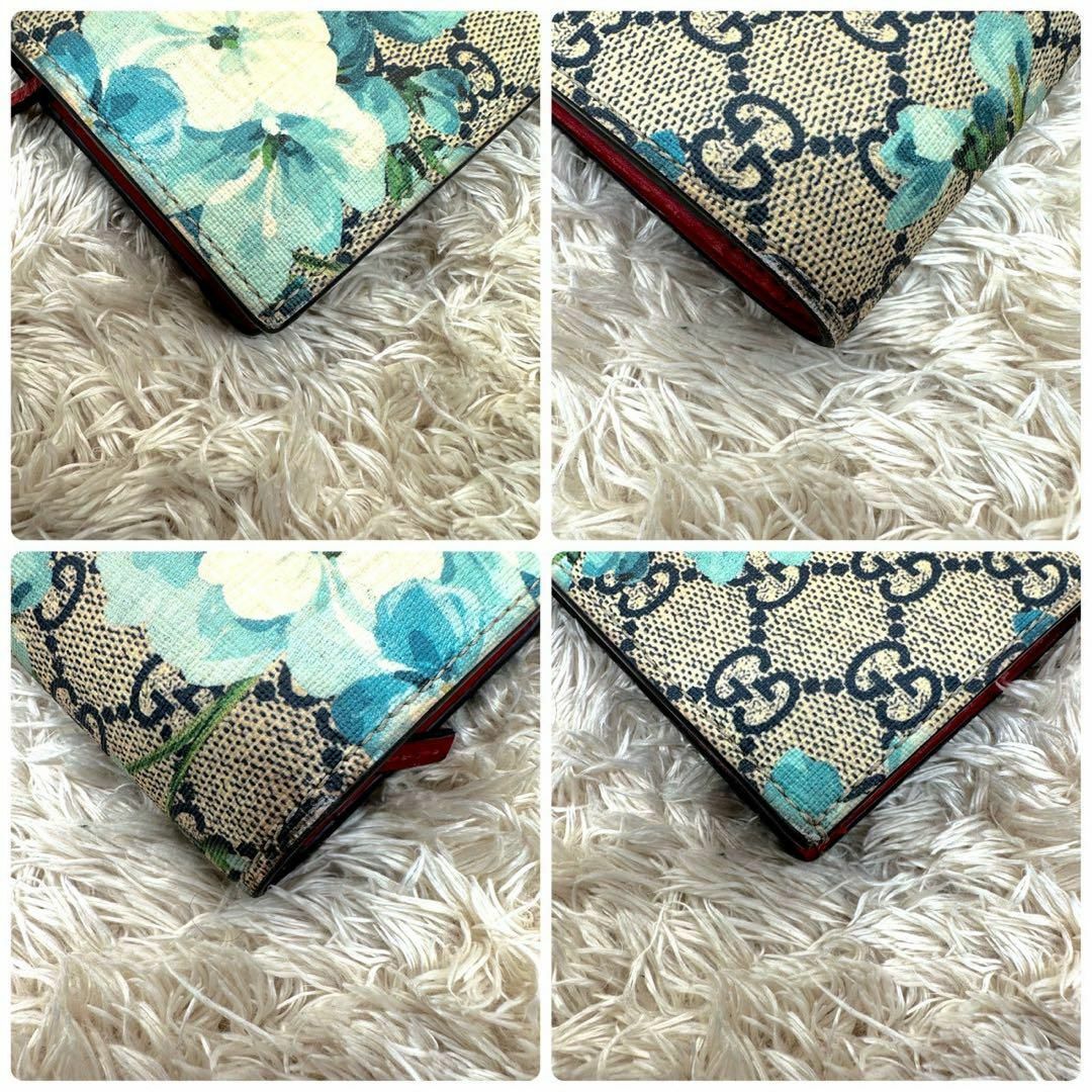 GUCCI - 【美品】グッチ 二つ折り財布 ベージュ ライトブルー GUCCI - 【美品】グッチ 二つ折り財布 ベージュ ライトブルー