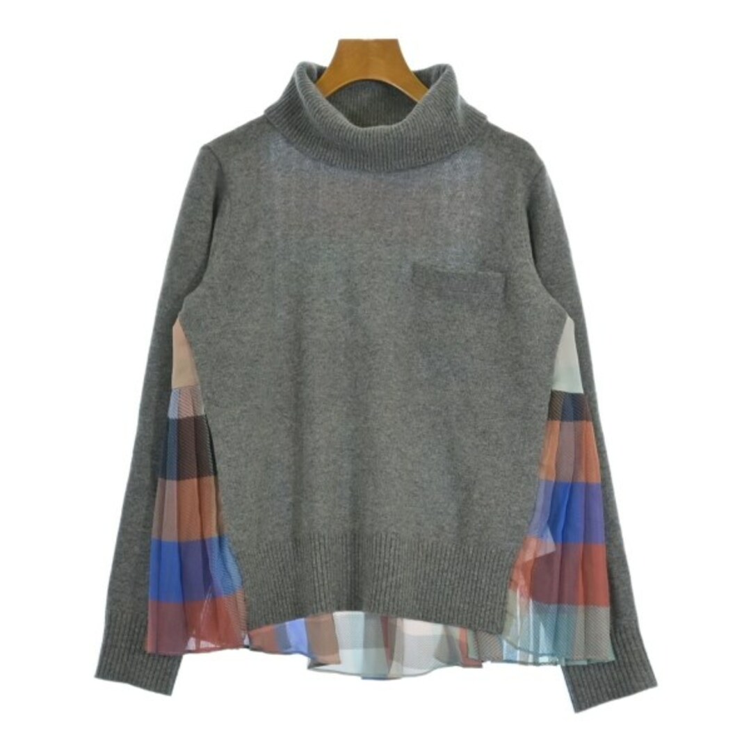 sacai - sacai サカイ ニット・セーター 1(S位) グレーxオレンジ sacai - sacai サカイ ニット・セーター 1(S位) グレーxオレンジ