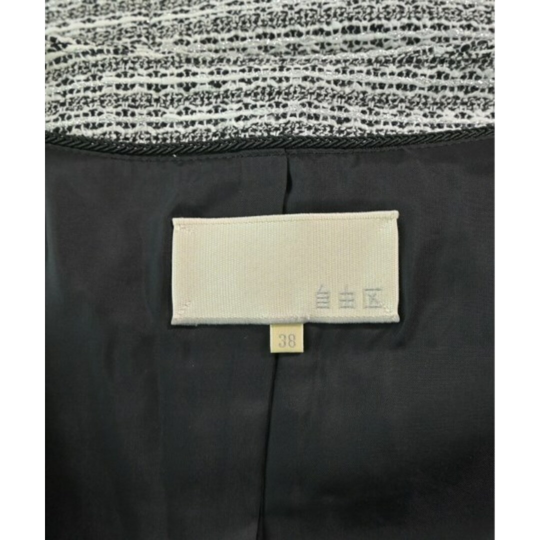 自由区 - 自由区 ノーカラージャケット 38(M位) 白x黒xシルバー 自由区 - 自由区 ノーカラージャケット 38(M位) 白x黒xシルバー
