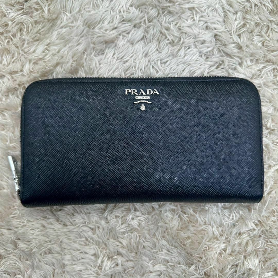PRADA - 【美品】プラダ 長財布 ラウンドファスナー ネイビー PRADA - 【美品】プラダ 長財布 ラウンドファスナー ネイビー