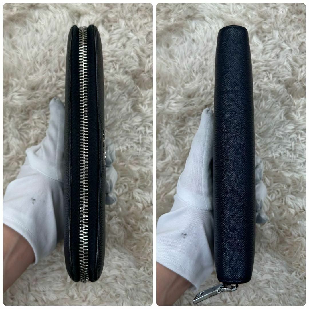 PRADA - 【美品】プラダ 長財布 ラウンドファスナー ネイビー PRADA - 【美品】プラダ 長財布 ラウンドファスナー ネイビー