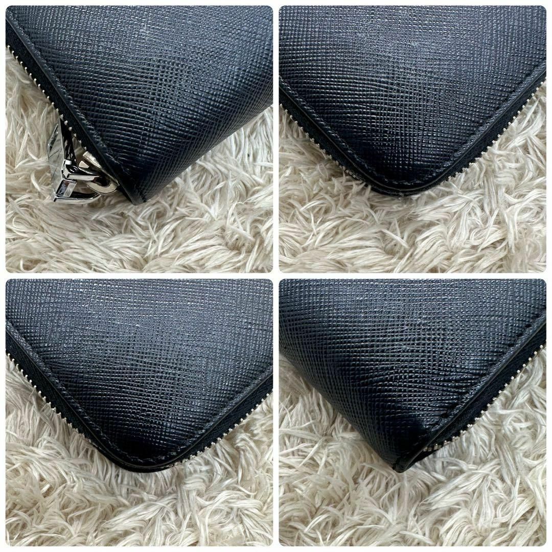 PRADA - 【美品】プラダ 長財布 ラウンドファスナー ネイビー PRADA - 【美品】プラダ 長財布 ラウンドファスナー ネイビー