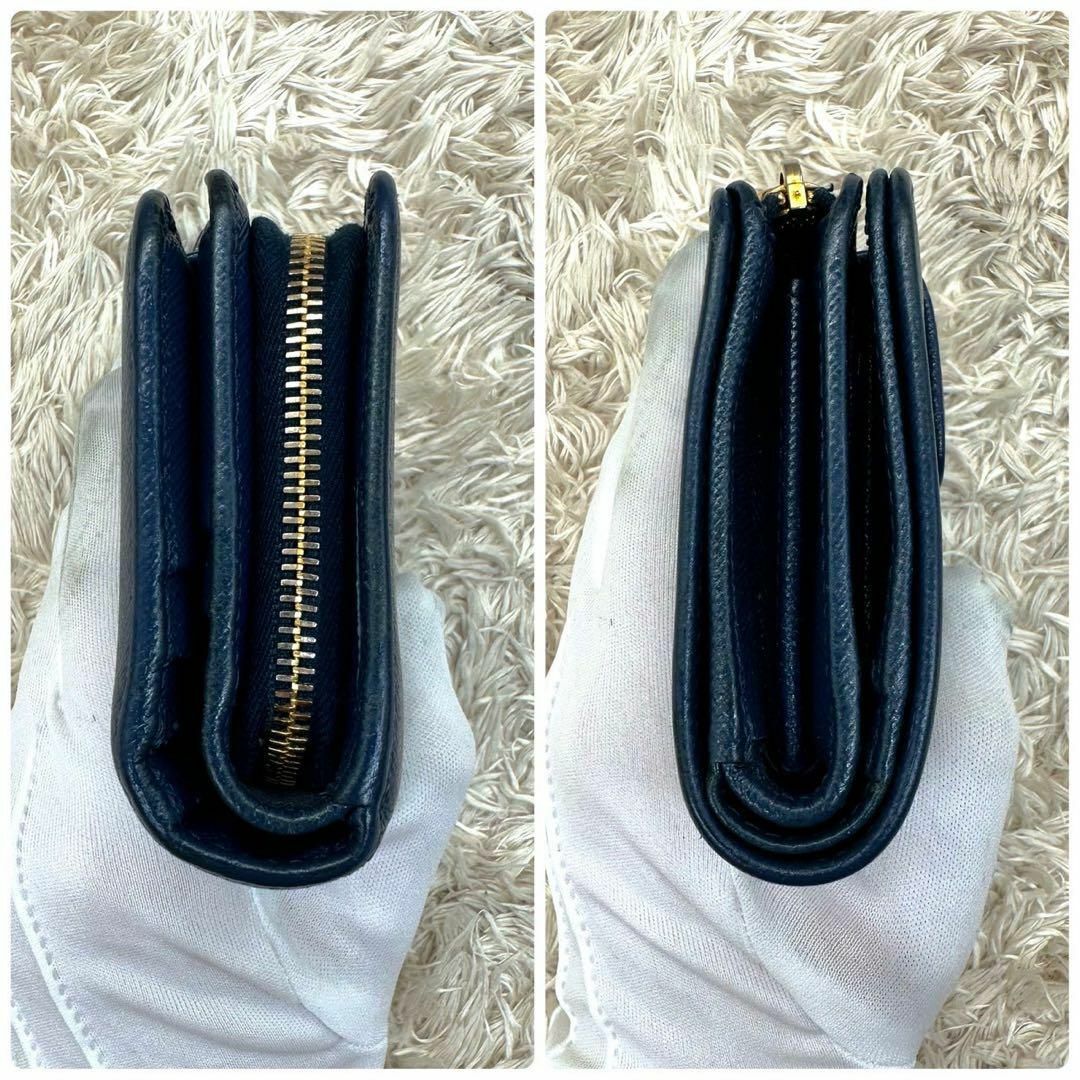 PRADA - 【美品】プラダ 二つ折り財布 ブルー サフィアーノ PRADA - 【美品】プラダ 二つ折り財布 ブルー サフィアーノ