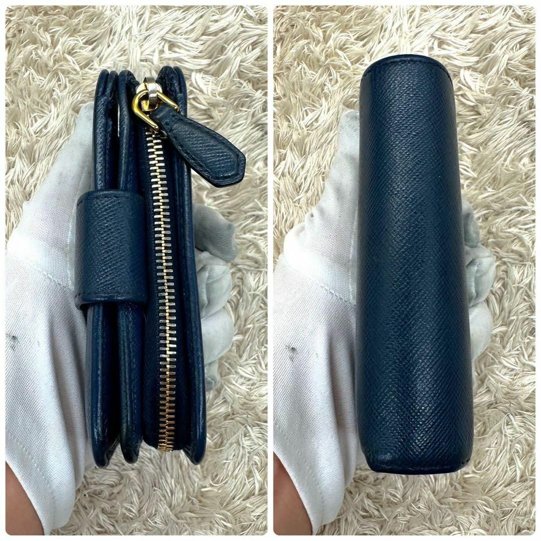 PRADA - 【美品】プラダ 二つ折り財布 ブルー サフィアーノ PRADA - 【美品】プラダ 二つ折り財布 ブルー サフィアーノ