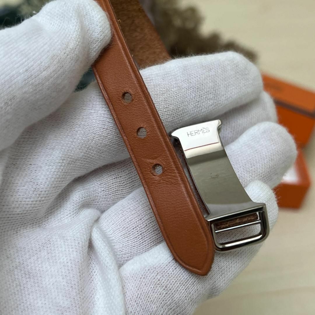 HERMES - エルメス レザー ブレスレット ブラウン シルバー金具 HERMES - エルメス レザー ブレスレット ブラウン シルバー金具