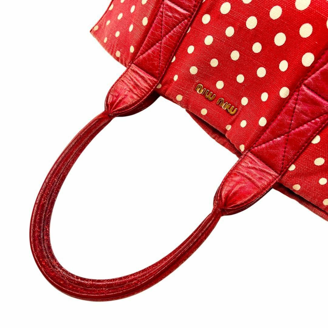 MIU MIU - MIUMIU 水玉 キャンバス トートバッグ レディース MIU MIU - MIUMIU 水玉 キャンバス トートバッグ レディース