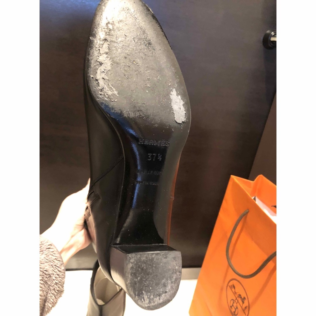 HERMES - HERMES 黒 レザーブーツ 中ヒールの通販 by 10/18-27は HERMES - HERMES 黒 レザーブーツ 中ヒールの通販 by 10/18-27は