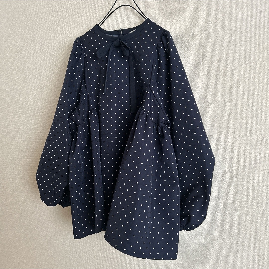 Drawer - 【新品未着用】yori ドットサイドギャザーブラウス Drawer - 【新品未着用】yori ドットサイドギャザーブラウス
