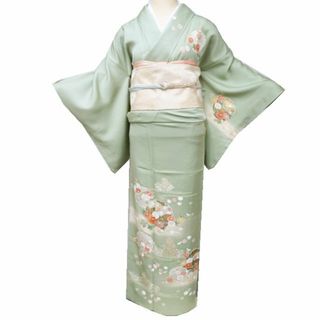 訪問着 着物 未使用 正絹 袷 フォーマル 金駒刺繍 雪輪に花の図 訪問着 着物 未使用 正絹 袷 フォーマル 金駒刺繍 雪輪に花の図