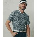 【ホワイト】エアロクールピケSAモノグラム柄半袖ポロシャツ (MENS)