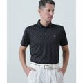 【ブラック】エアロクールピケSAモノグラム柄半袖ポロシャツ (MENS)