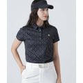 【ブラック】エアロクールピケSAモノグラム柄半袖ポロシャツ (WOMENS)