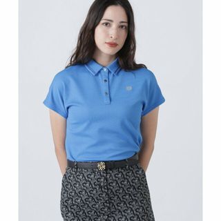 【ブルー】ELACTION格子ジャガード 撥水フレンチスリーブポロシャツ (WOMENS)(その他)