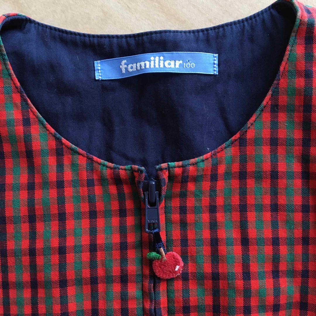 familiar - familiar 赤 定番 チェック柄 ワンピース ジャンパー familiar - familiar 赤 定番 チェック柄 ワンピース ジャンパー