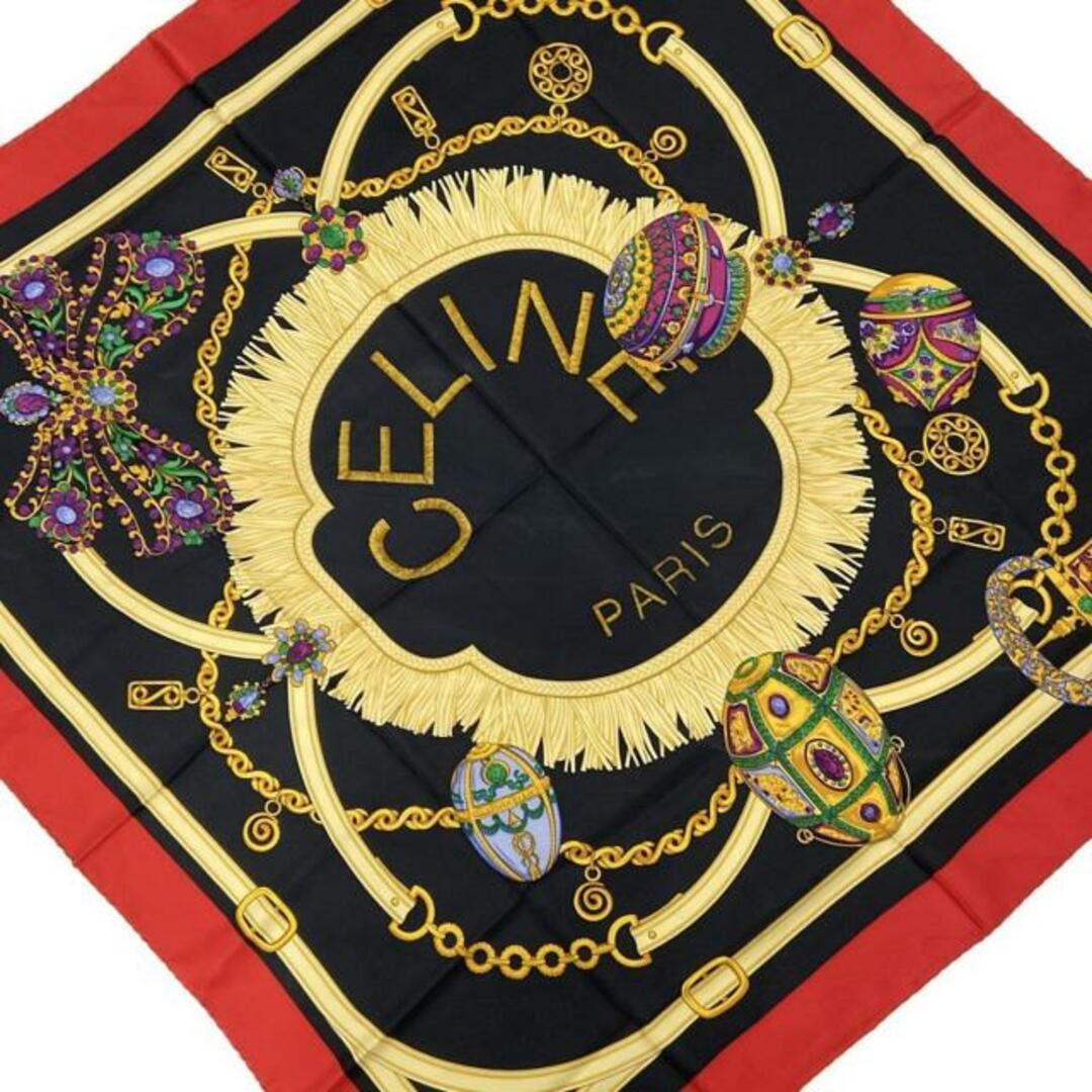 CELINE - CELINE(セリーヌ) スカーフ - 黒×ベージュ×マルチの CELINE - CELINE(セリーヌ) スカーフ - 黒×ベージュ×マルチの