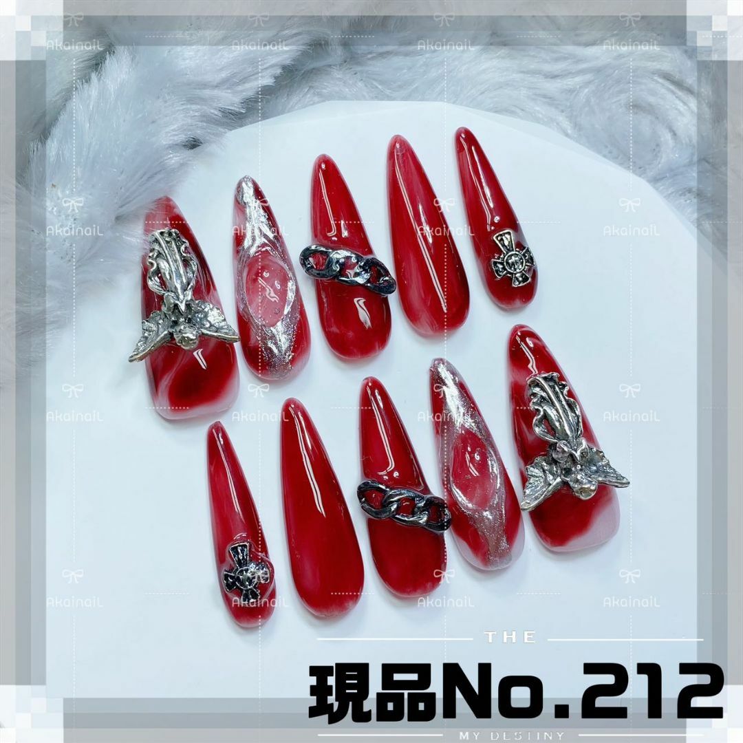 No.212XS現品ネイルチップギャル赤血天使サブカルつけ爪y2k地雷 No.212XS現品ネイルチップギャル赤血天使サブカルつけ爪y2k地雷
