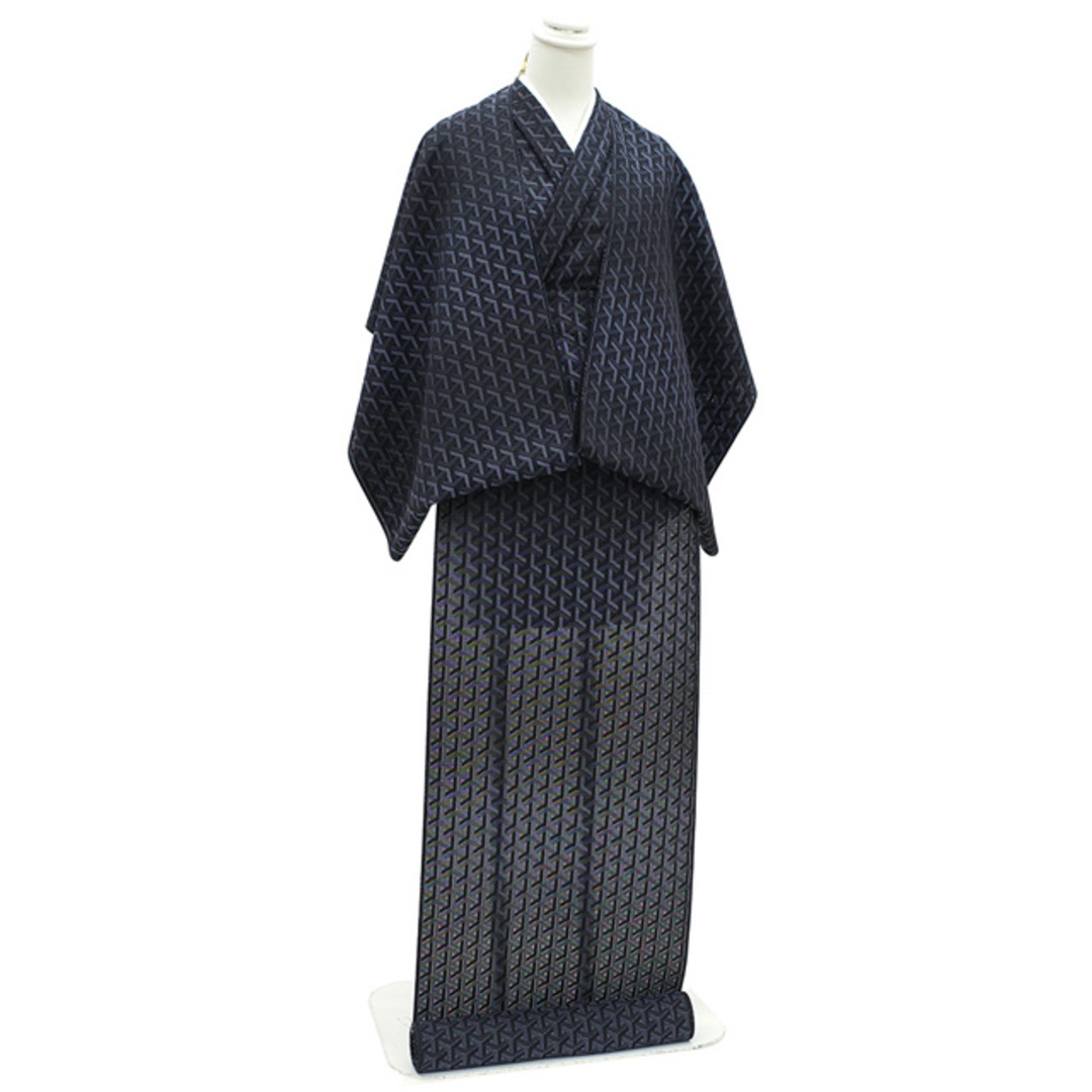 御召 紋紗 着物 着尺 反物 西陣 正絹 お召 先染め 黒 ブルー 御召 紋紗 着物 着尺 反物 西陣 正絹 お召 先染め 黒 ブルー