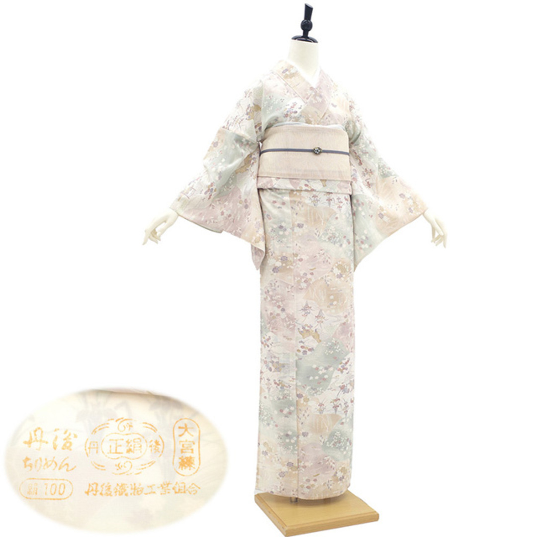 夏物 小紋 単衣 着物 未使用 絽 正絹 型染め 白ベージュ 夏 夏物 小紋 単衣 着物 未使用 絽 正絹 型染め 白ベージュ 夏