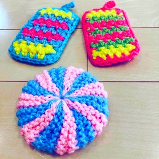 ハンドメイド 掃除用スポンジ ３個セット(キッチン小物)