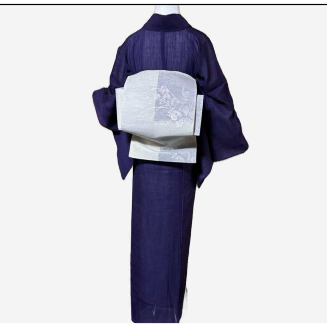 高級化繊紗紬風色無地フルセット4点 美品着物+正絹絽夏帯+夏 高級化繊紗紬風色無地フルセット4点 美品着物+正絹絽夏帯+夏
