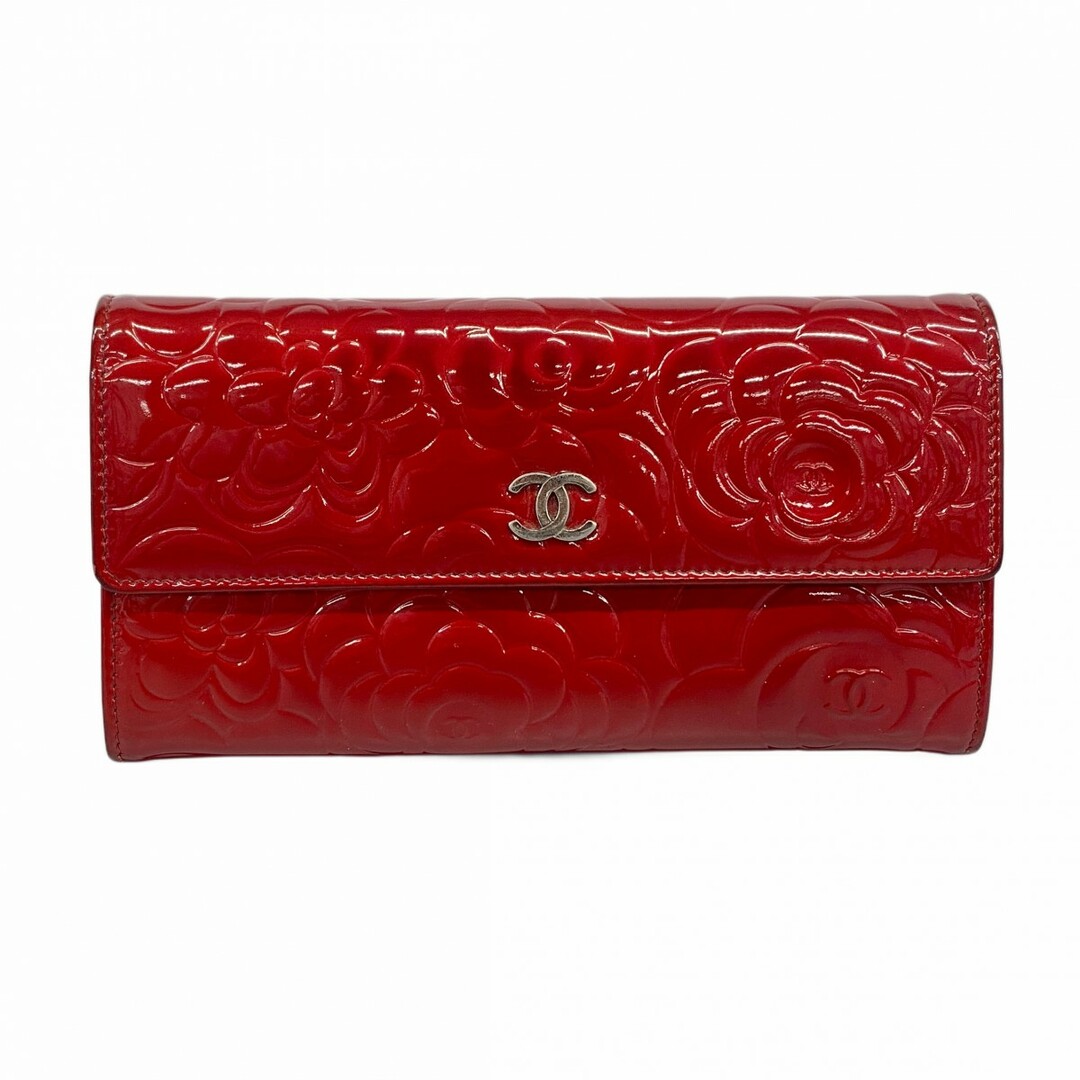 CHANEL - 【5db2212】シャネル 長財布 カメリア パテントレザー CHANEL - 【5db2212】シャネル 長財布 カメリア パテントレザー