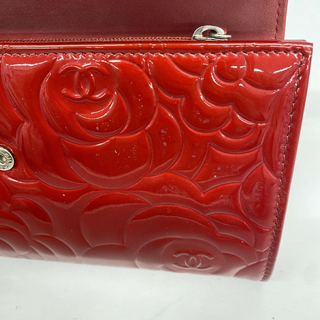 CHANEL - 【5db2212】シャネル 長財布 カメリア パテントレザー CHANEL - 【5db2212】シャネル 長財布 カメリア パテントレザー