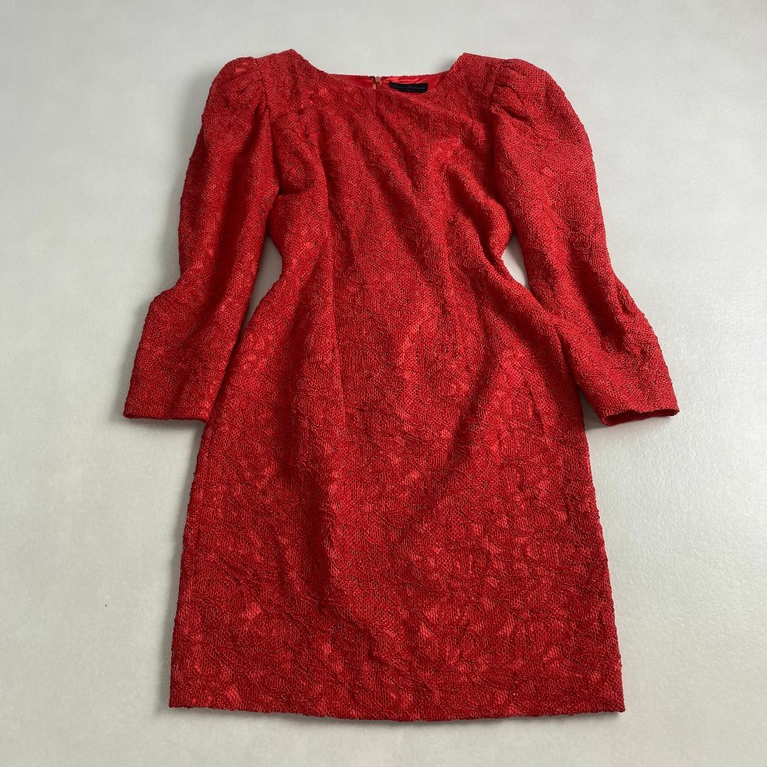 VINTAGE - ヴィンテージ　ワンピース　ドレス　レース　刺しゅう　レトロ　赤