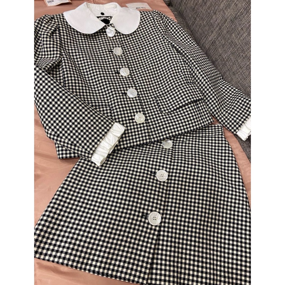 MIU MIU - ミュウミュウのギンガムチェックスカートの通販 by MIU MIU - ミュウミュウのギンガムチェックスカートの通販 by