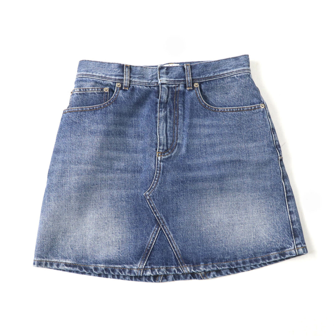 Christian Dior - 美品★Christian Dior クリスチャンディオール 422J21A3830 コットン100％ ロゴパッチ付 台形 デニム ミニスカート インディゴ 40 イタリア製 正規品 レディース