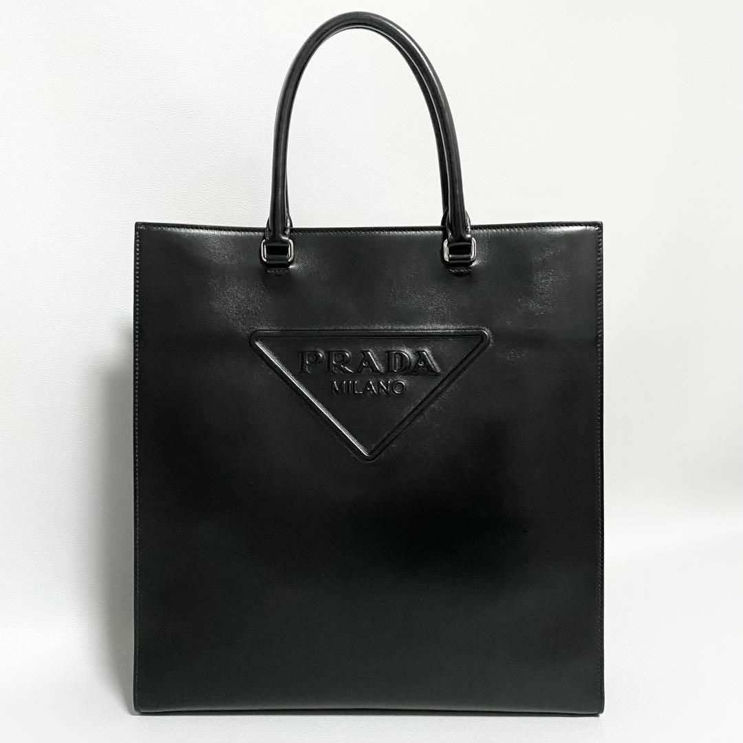 PRADA - PRADA / レザートートバッグ ブラック トライアングル PRADA - PRADA / レザートートバッグ ブラック トライアングル