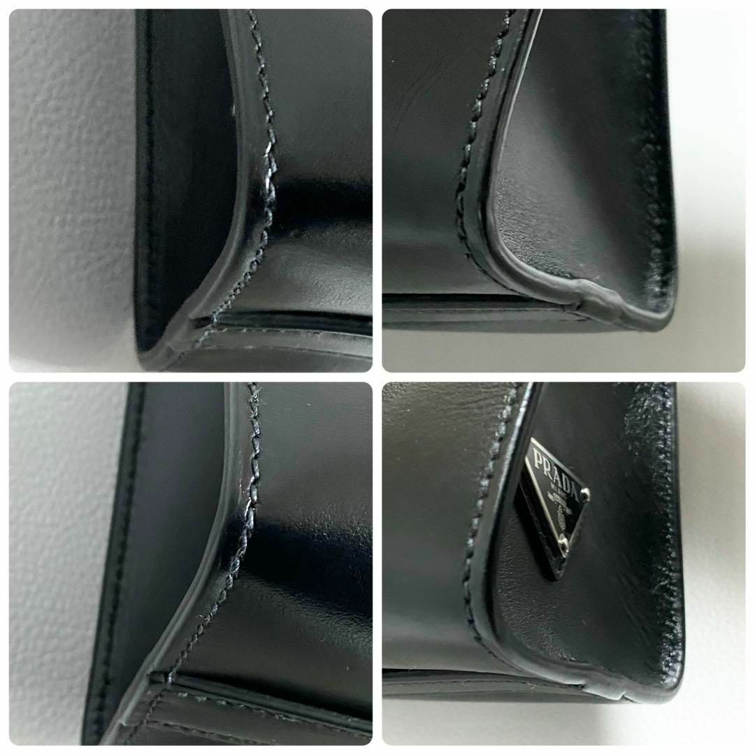 PRADA - PRADA / レザートートバッグ ブラック トライアングル PRADA - PRADA / レザートートバッグ ブラック トライアングル